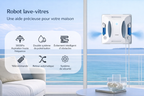 Robot Lave-Vitres 3+ Modes – Aspiration 3800 Pa, Application + Télécommande, Autonomie jusqu’à 180 min, , 2  Spray Ultrasonique