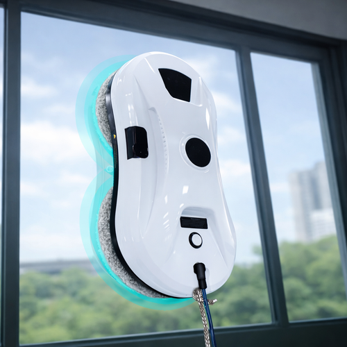 Robot Lave-Vitres Filaire à Trajectoire Automatisée en Z – Aspiration 5600 Pa, Télécommande, Sécurité Anti-Chute 20 min, Double Roues de Nettoyage