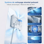 Robot Lave-Vitres Automatique 4 Modes (Z, Profond, Bords, Localisé) – Aspiration Variable 8000 Pa, App + Télécommande, 4 Spray Ultrasonique